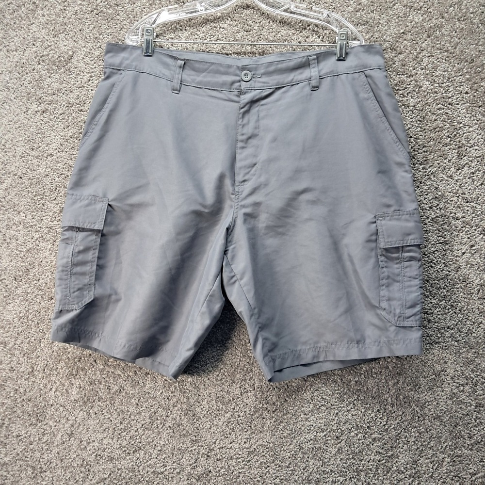 Burnside Mens Grey Cargo Shorts Size 38 Polyester Utility Hiking BE9805 GREY‎